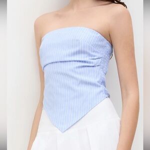 Cider Light Blue Strapless Blouse